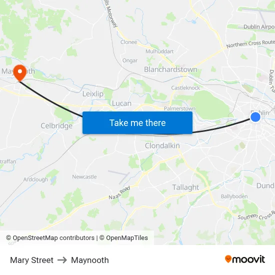 Mary Street to Maynooth map