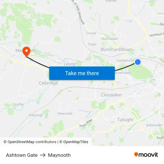 Ashtown Gate to Maynooth map
