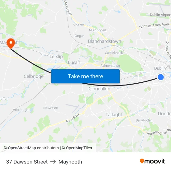 37 Dawson Street to Maynooth map