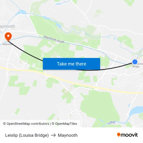 Leixlip (Louisa Bridge) to Maynooth map