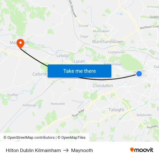 Hilton Dublin Kilmainham to Maynooth map