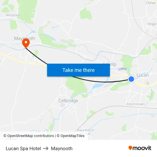 Lucan Spa Hotel to Maynooth map