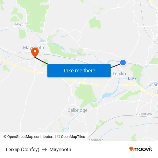 Leixlip (Confey) to Maynooth map