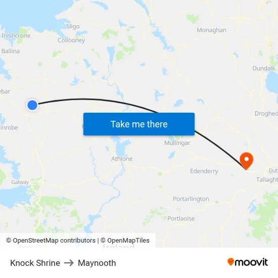 Knock Shrine to Maynooth map