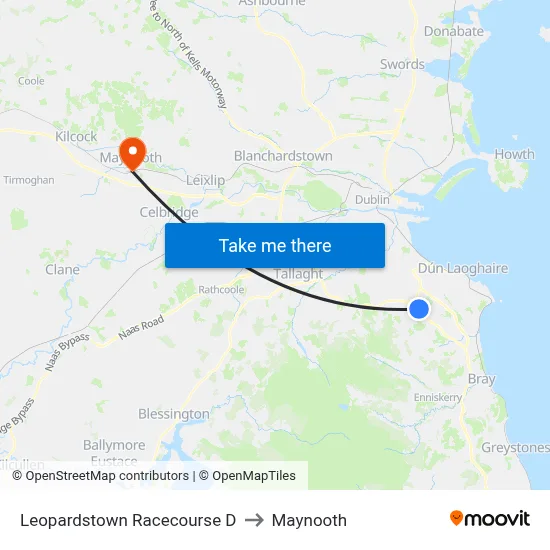 Leopardstown Racecourse D to Maynooth map