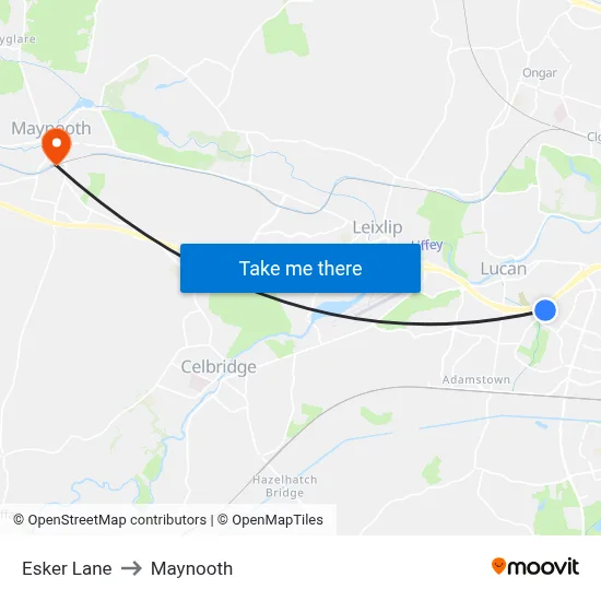 Esker Lane to Maynooth map