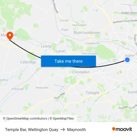 Temple Bar, Wellington Quay to Maynooth map
