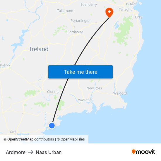 Ardmore to Naas Urban map