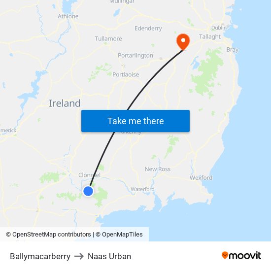 Ballymacarberry to Naas Urban map