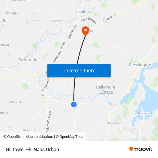 Gilltown to Naas Urban map