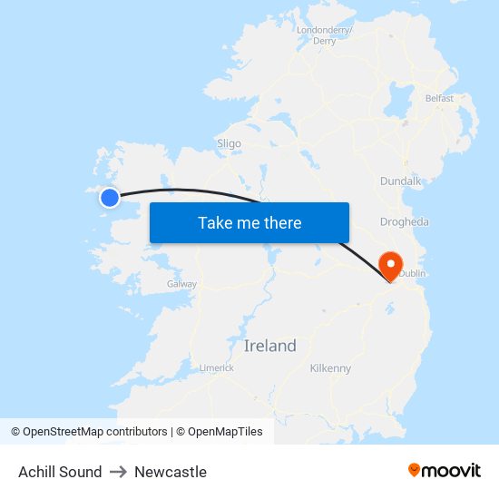 Achill Sound to Newcastle map