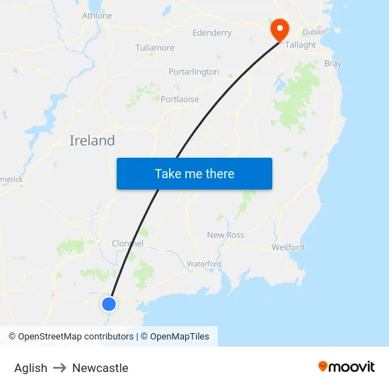 Aglish to Newcastle map
