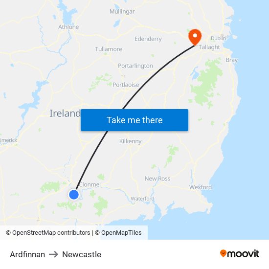 Ardfinnan to Newcastle map