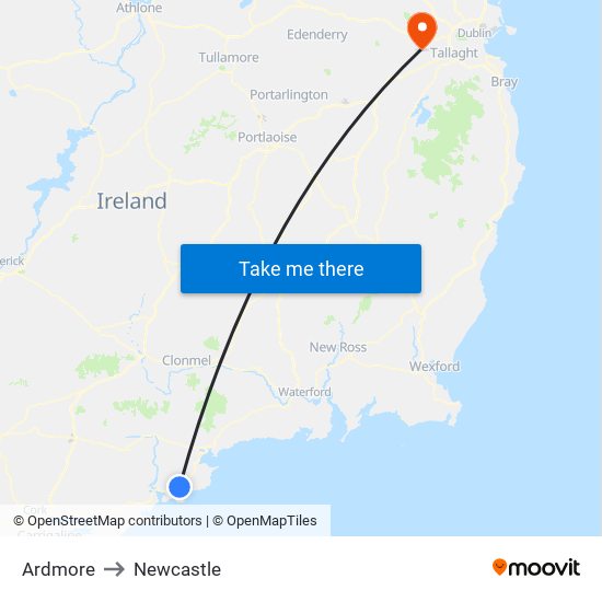 Ardmore to Newcastle map