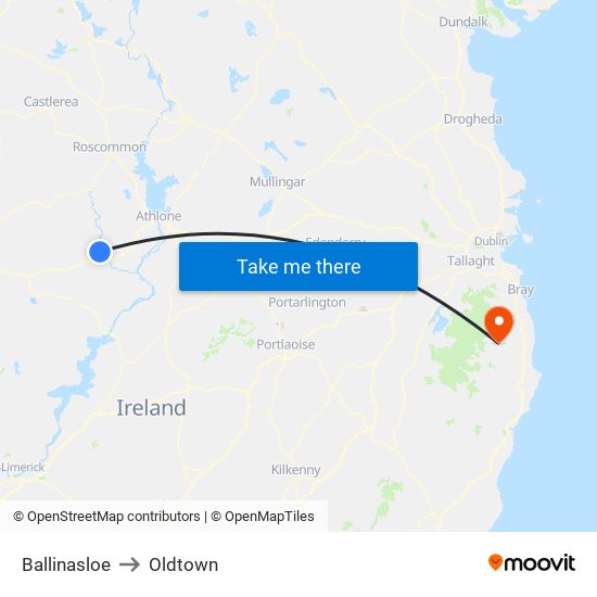 Ballinasloe to Oldtown map