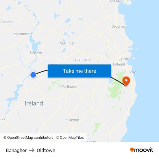 Banagher to Oldtown map