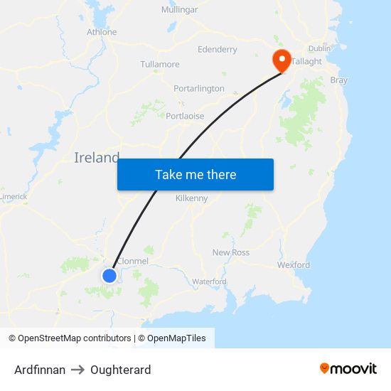 Ardfinnan to Oughterard map