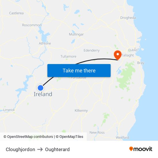 Cloughjordon to Oughterard map