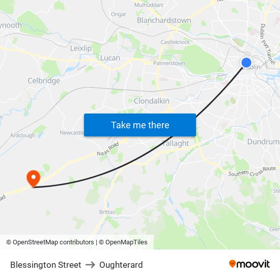 Blessington Street to Oughterard map