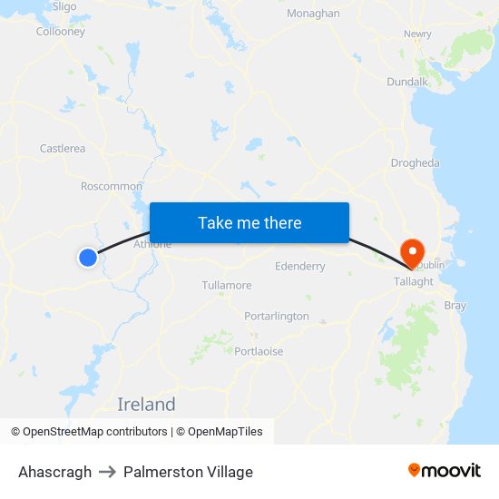 Ahascragh to Palmerston Village map