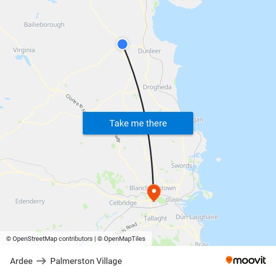 Ardee to Palmerston Village map