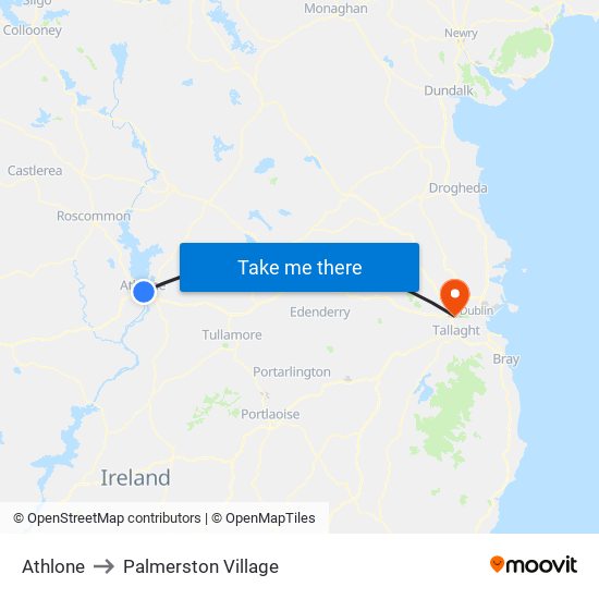 Athlone to Palmerston Village map