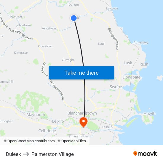 Duleek to Palmerston Village map