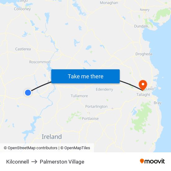 Kilconnell to Palmerston Village map