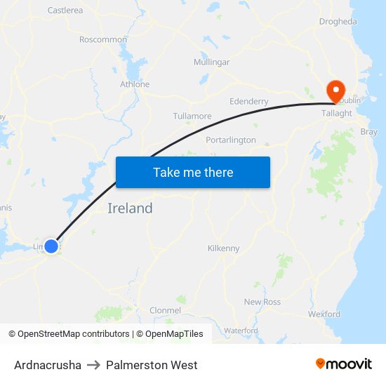 Ardnacrusha to Palmerston West map