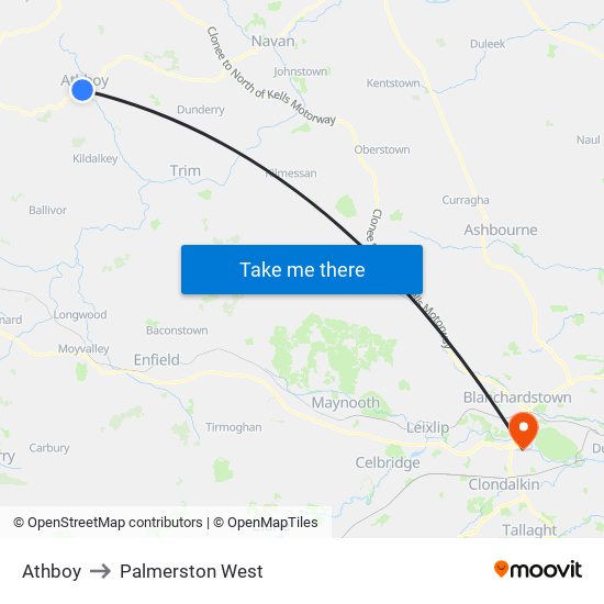 Athboy to Palmerston West map