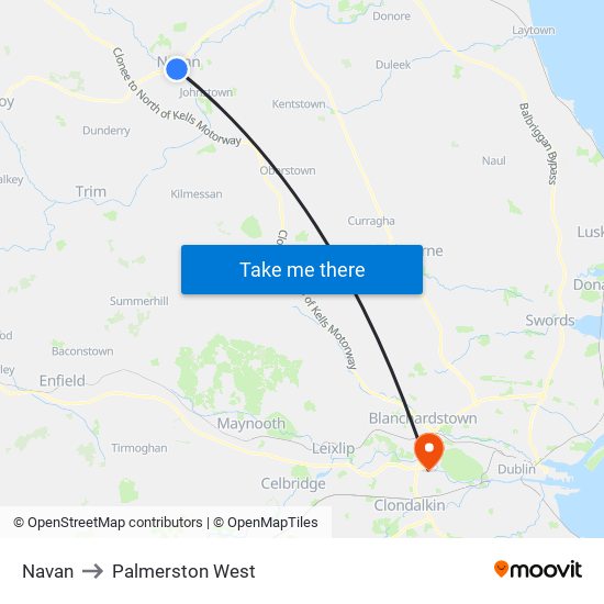 Navan to Palmerston West map