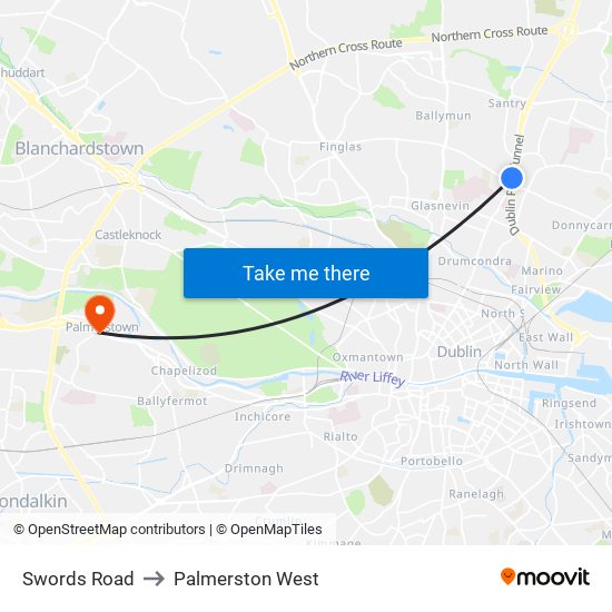 Swords Road to Palmerston West map