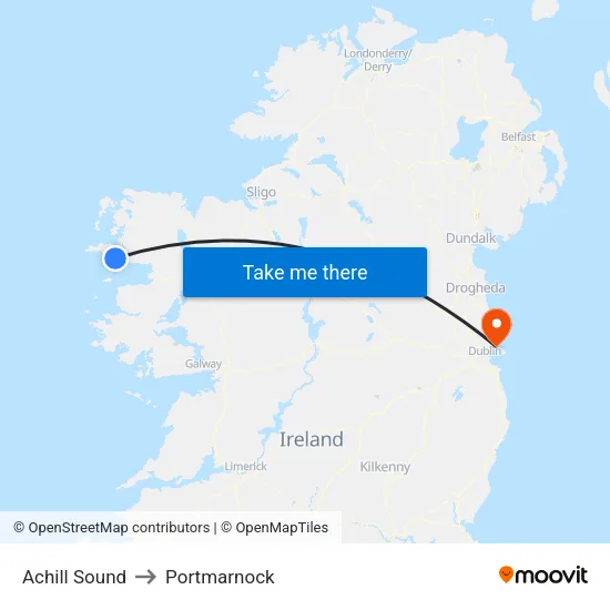 Achill Sound to Portmarnock map
