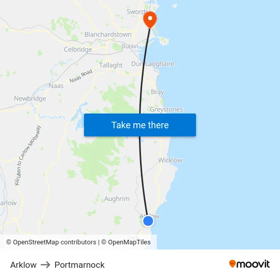Arklow to Portmarnock map