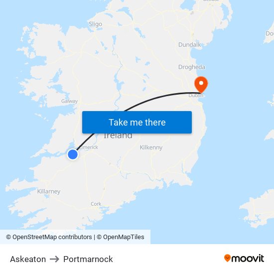 Askeaton to Portmarnock map