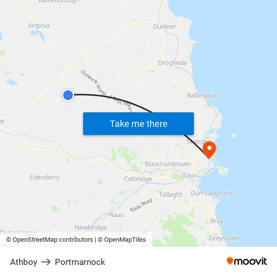Athboy to Portmarnock map