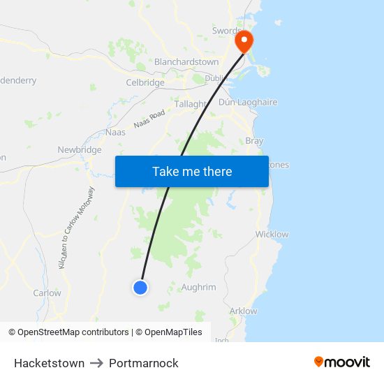 Hacketstown to Portmarnock map