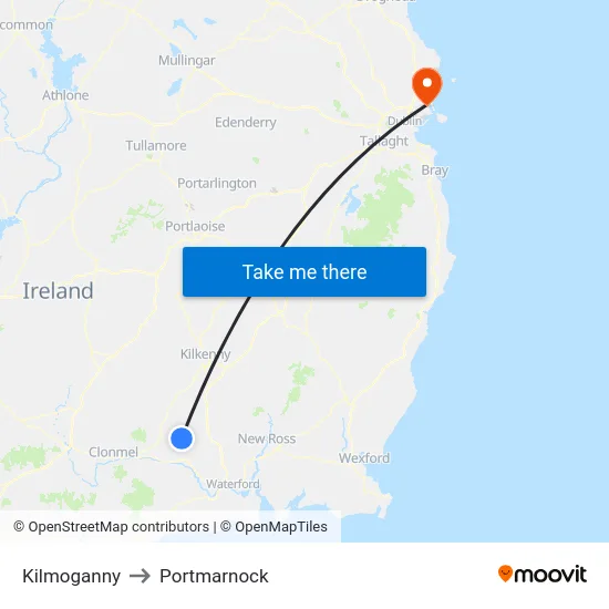 Kilmoganny to Portmarnock map