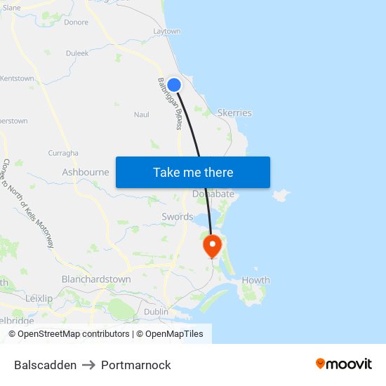 Balscadden to Portmarnock map