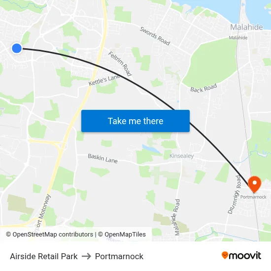 Airside Retail Park to Portmarnock map