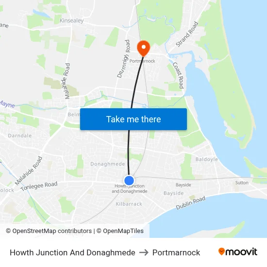 Howth Junction And Donaghmede to Portmarnock map