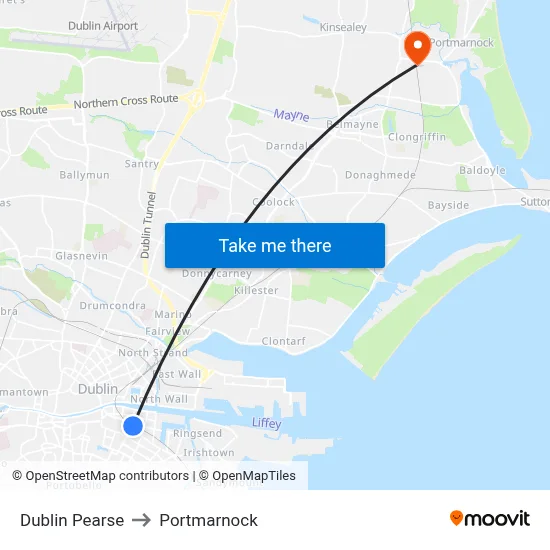 Dublin Pearse to Portmarnock map