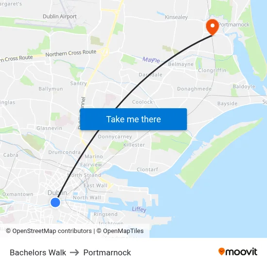 Bachelors Walk to Portmarnock map