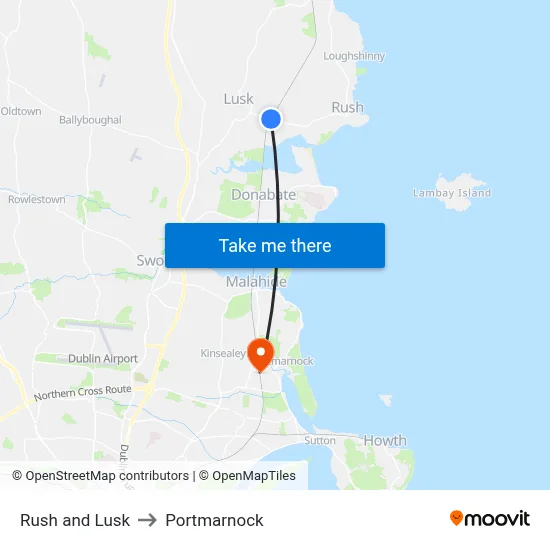 Rush and Lusk to Portmarnock map