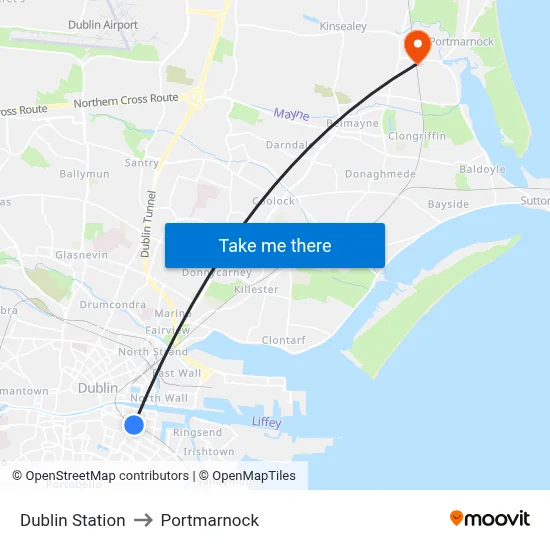 Dublin Station to Portmarnock map