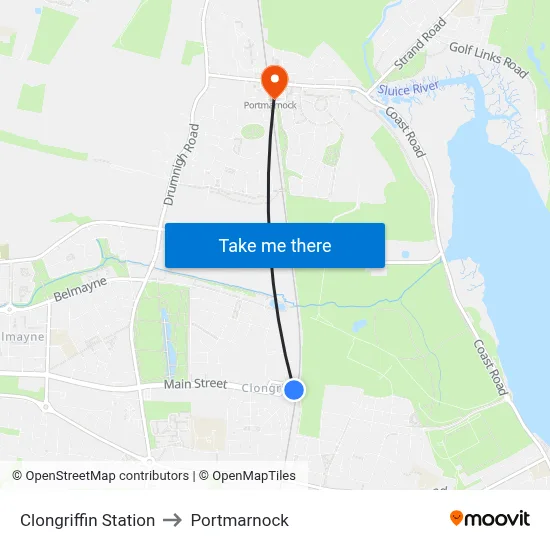 Clongriffin Station to Portmarnock map