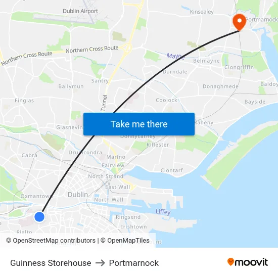 Guinness Storehouse to Portmarnock map