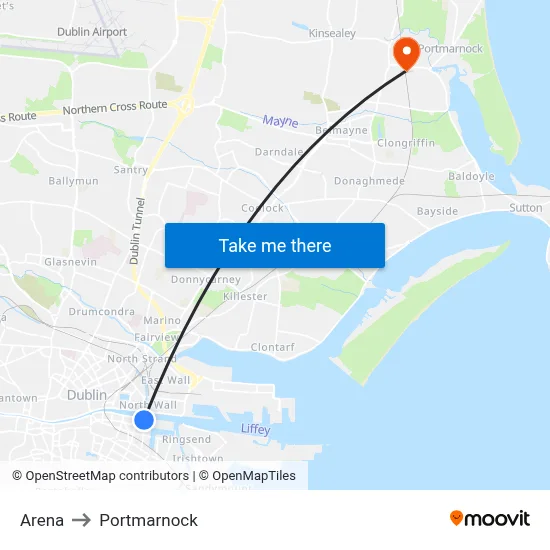 Arena to Portmarnock map