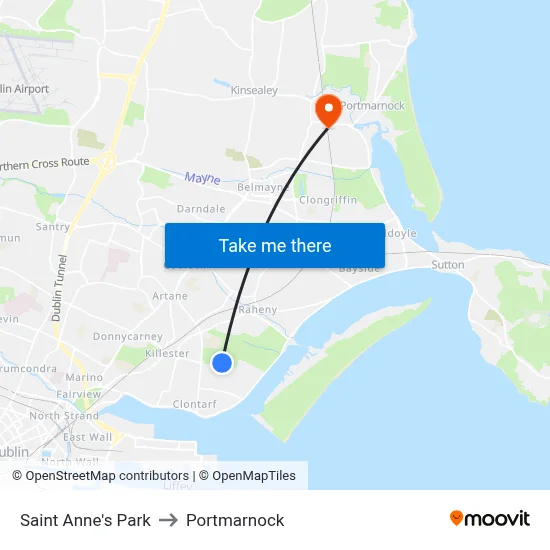 Saint Anne's Park to Portmarnock map