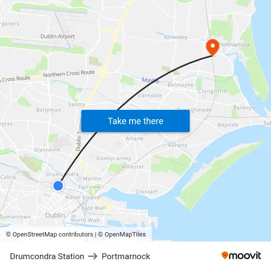 Drumcondra Station to Portmarnock map
